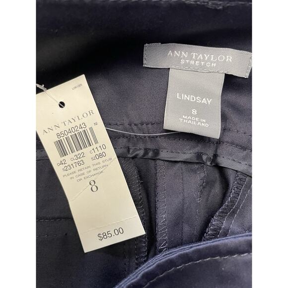 Ann Taylor LINDSAY Stretch Cropped Chino Pants Size 8 Navy Blue Mid Rise NEW - Picture 7 of 11
